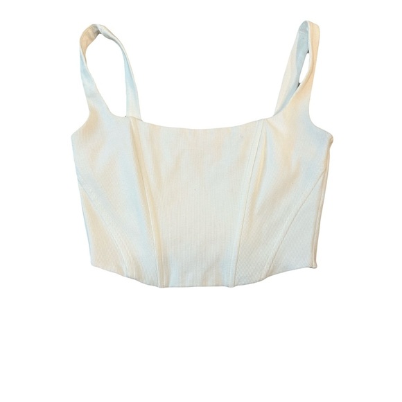 Beige Botany Tops - Beige Botany Cotton Cropped Corset  Tank Top- Off White, S